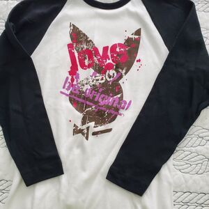Women's Retro Playboy Logo White Graphic Tee w TagsBlack Sleeves L -New